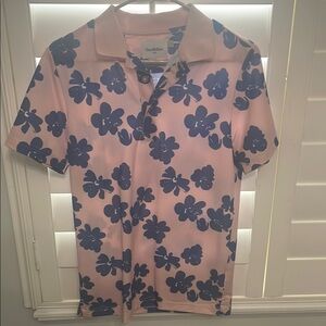 Pink and Blue Floral Polo Shirt